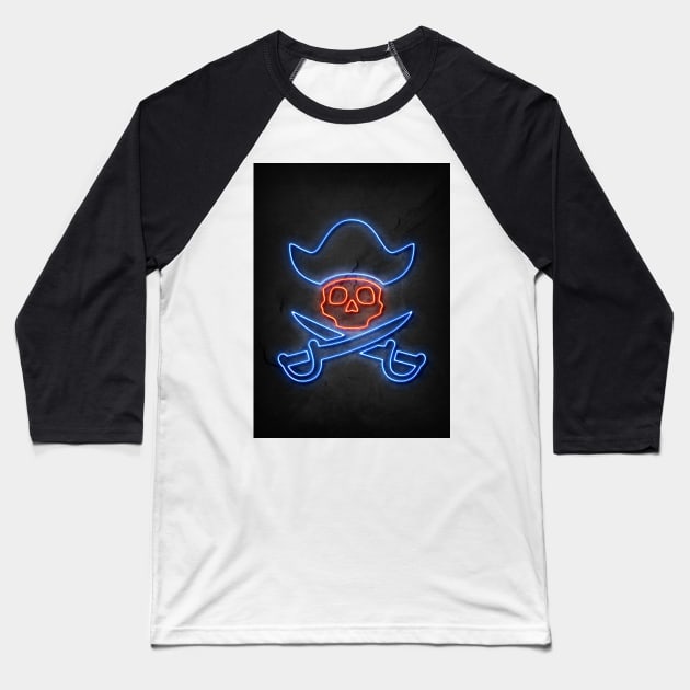 Pirate Skull Baseball T-Shirt by Durro